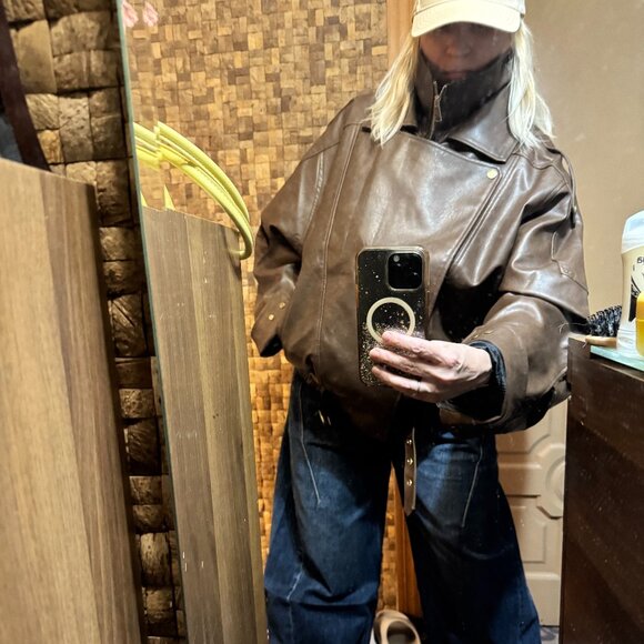 EDGY & OVERSIZED! PU Leather Biker Jacket - Picture 1 of 3